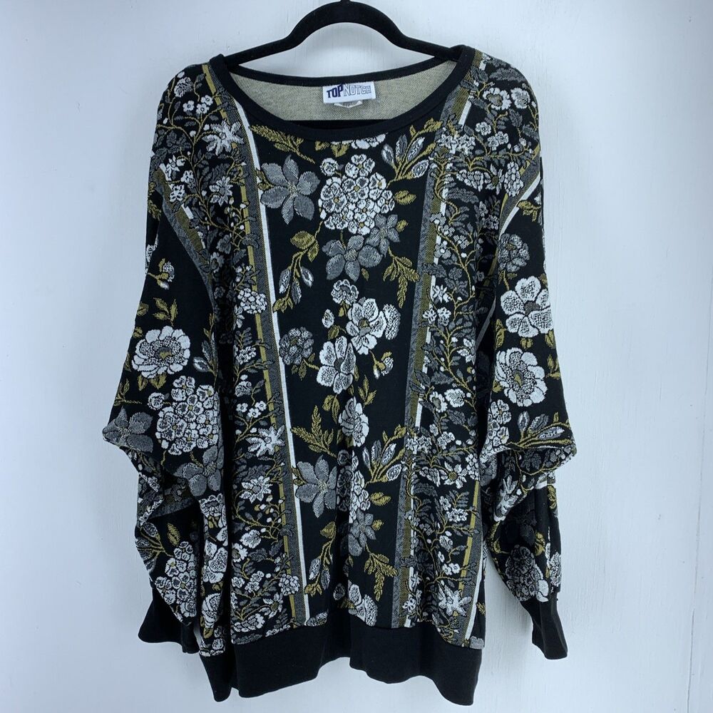 Vtg‎ Top Notch Womens Pullover Sweater Sweatshirt Floral Dolman Oversized USA